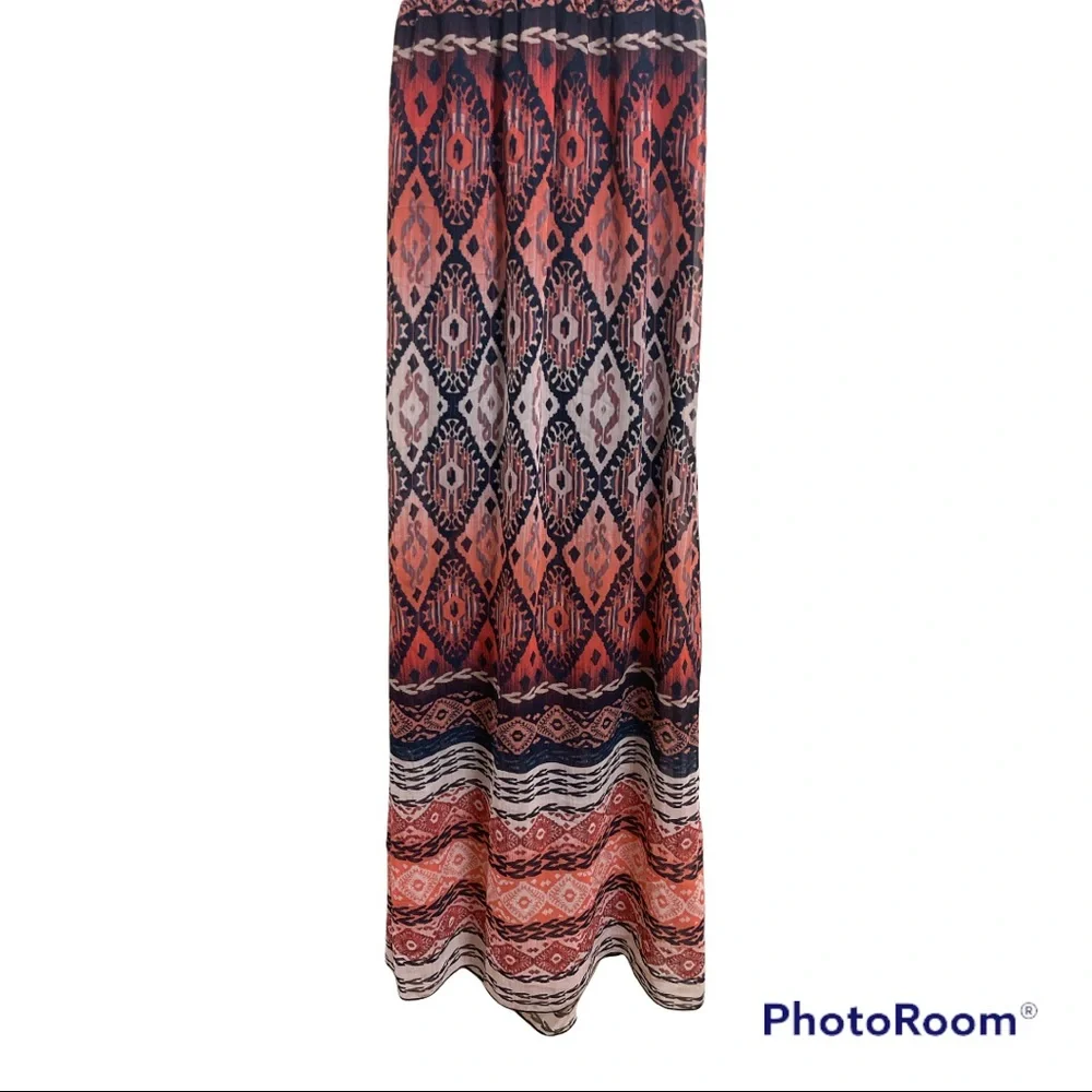 Trixxi Maxi Sun Dress Sleeveless w Navy Crocket Open back 100%Polyester Small - Picture 6 of 13